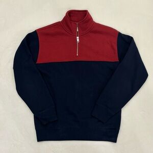 TNA Quarter Zip-Up Sweater in Dark Red/Burgundy and Navy Blue